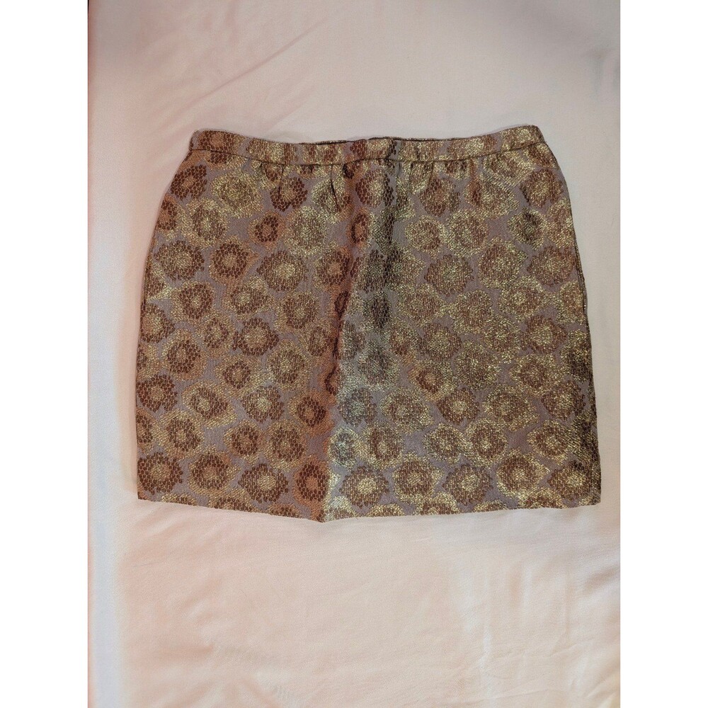 Women's J.Crew Goldenrod Jacquard Metallic Mini Skirt Gold Size 0